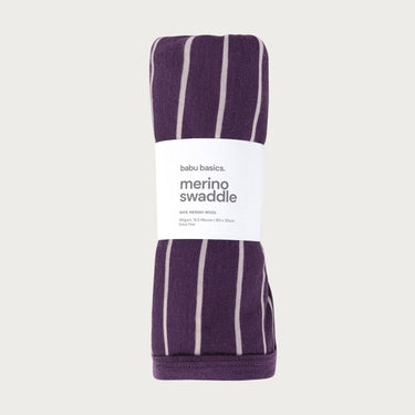 Merino Swaddle Wrap - Plum Stripe