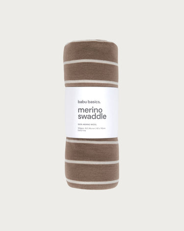 Merino Swaddle Wrap - Walnut Stripe