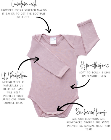 Long Sleeve Bodysuit | Blush - Merino & Me