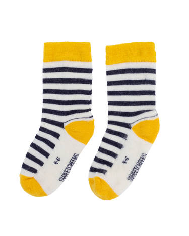 Thick Merino Gumboot Socks | Yellow & Blue Stripe - Merino & Me