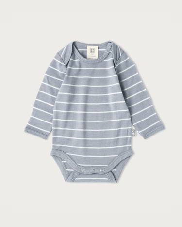 Merino Long Sleeve Bodysuit - Periwinkle Stripe