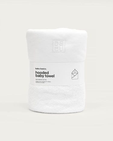 Terry Hooded Baby Towel - White