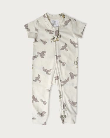 Cotton Short Sleeve Onesie - Piwakawaka
