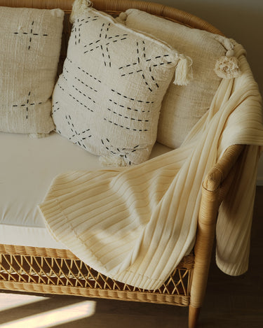 Merino Rib Knit Blanket - Soft Mauve