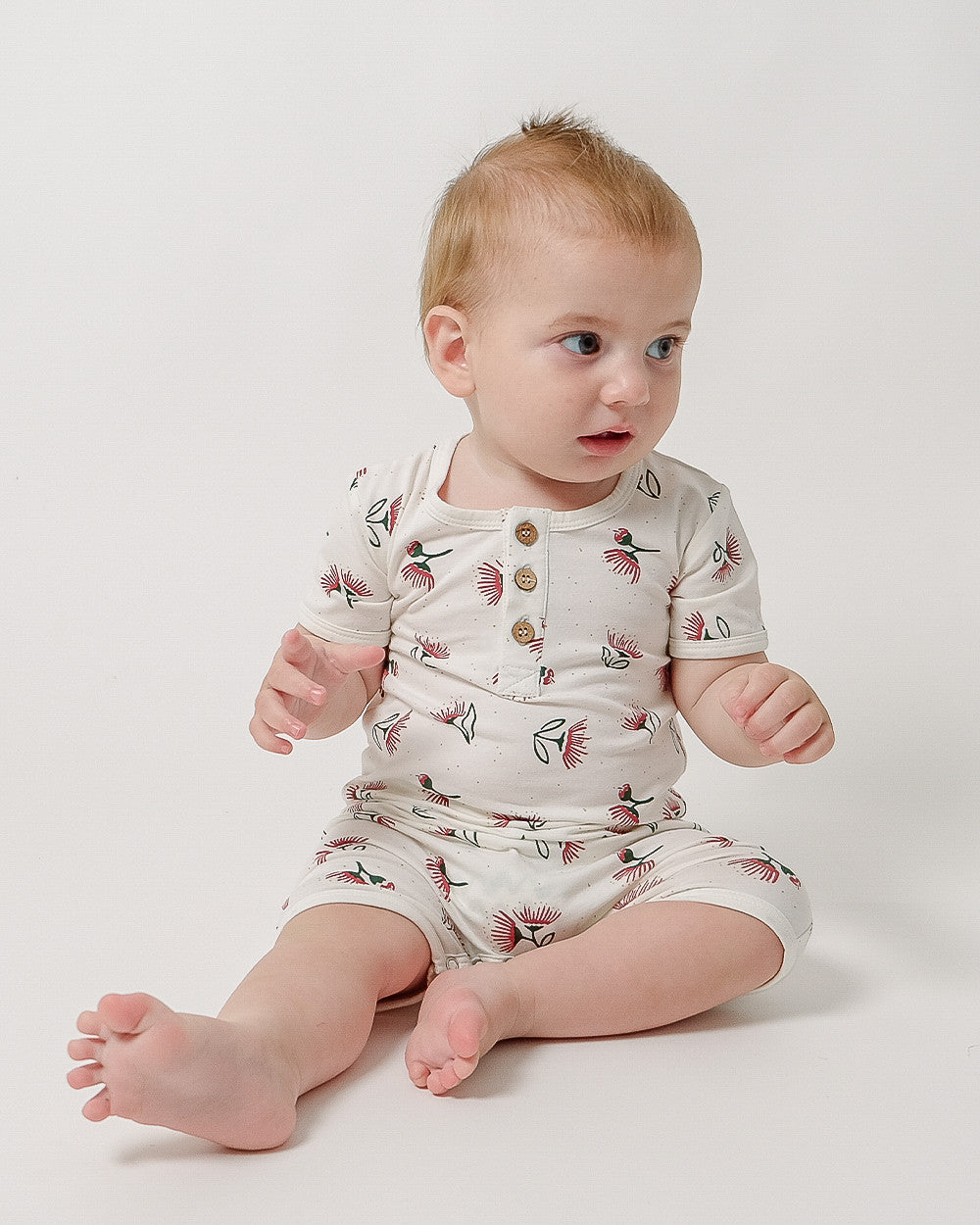 Cotton Lycra Romper Pōhutukawa